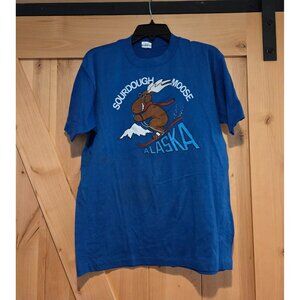 Vintage 80's Size XL Sourdough Moose Alaska T shirt Skiing Moose Sunglasses